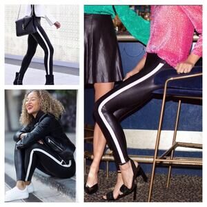 NWT NEW Spanx Side Stripe Faux Leather Leggings